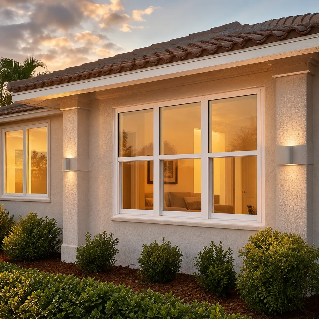 Energy-efficient replacement windows installed on a modern stucco home exterior nationwide