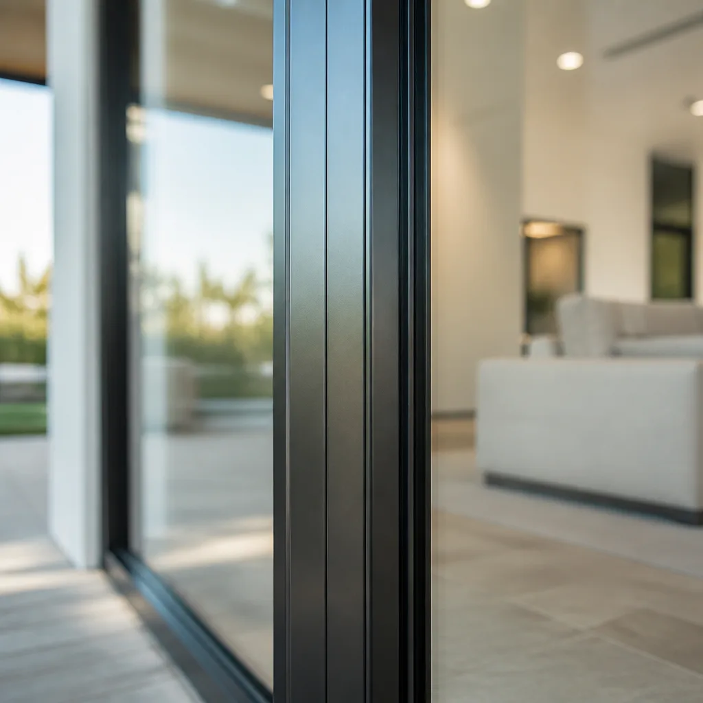 Modern black aluminum sliding glass door frame transition nationwide